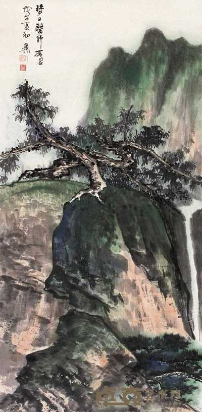 谢稚柳 1978年作 青绿山水 镜心 122×60cm